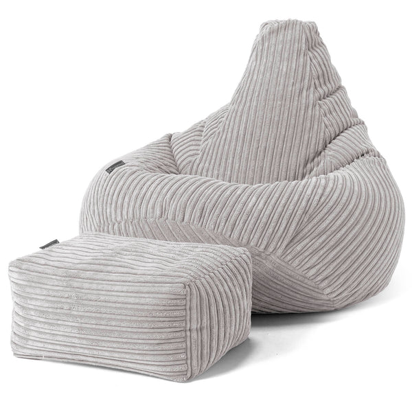 Puf Silla de Juego para Niños de 6 a 14 años - Pana Clásica Aluminio Plata 01