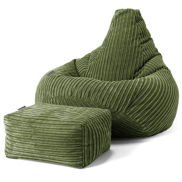 Puf Silla de Juego para Niños de 6 a 14 años - Pana Clásica Bosque Verde 01