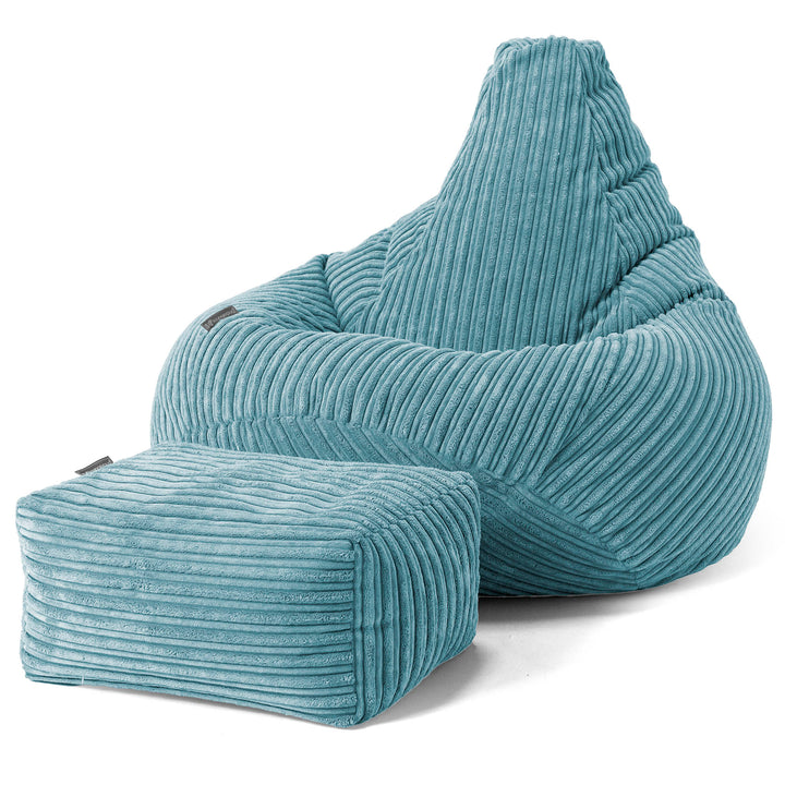 Puf Silla de Juego para Niños de 6 a 14 años - Pana Clásica Egeo Azul 02