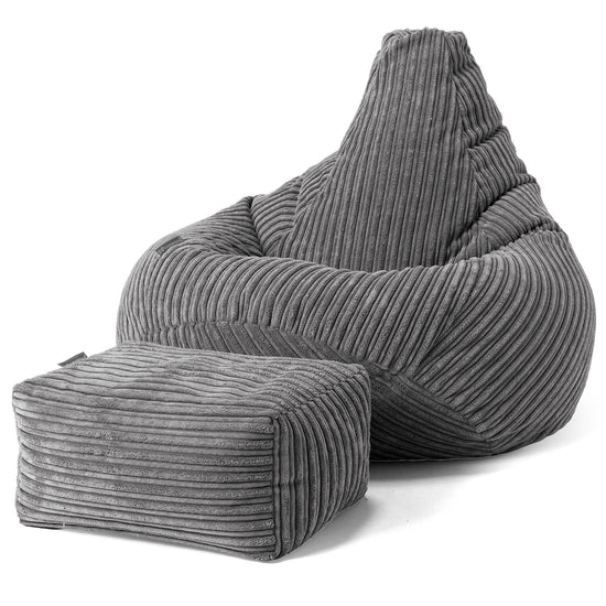 Puf Silla de Juego para Niños de 6 a 14 años - Pana Clásica Pizarra Gris 02