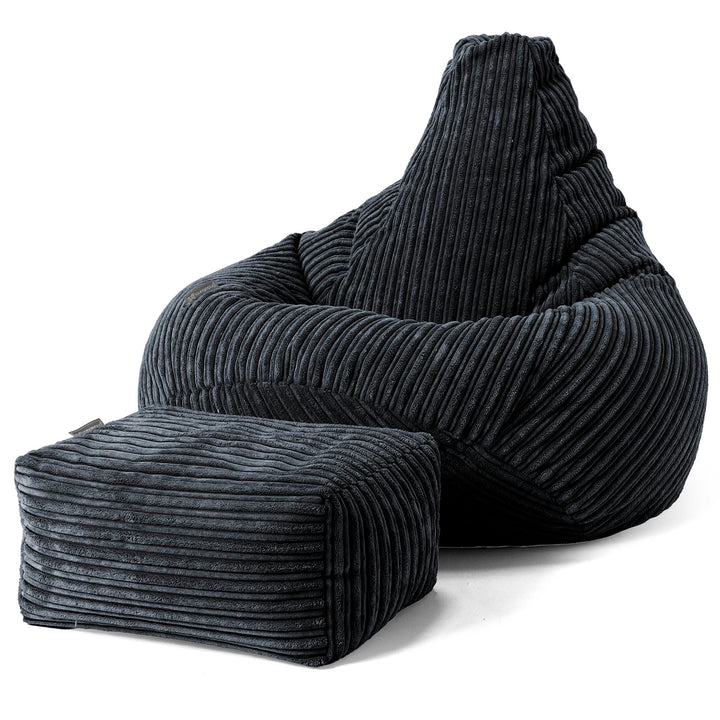 Puf Silla de Juego para Niños de 6 a 14 años - Pana Clásica Negro 02