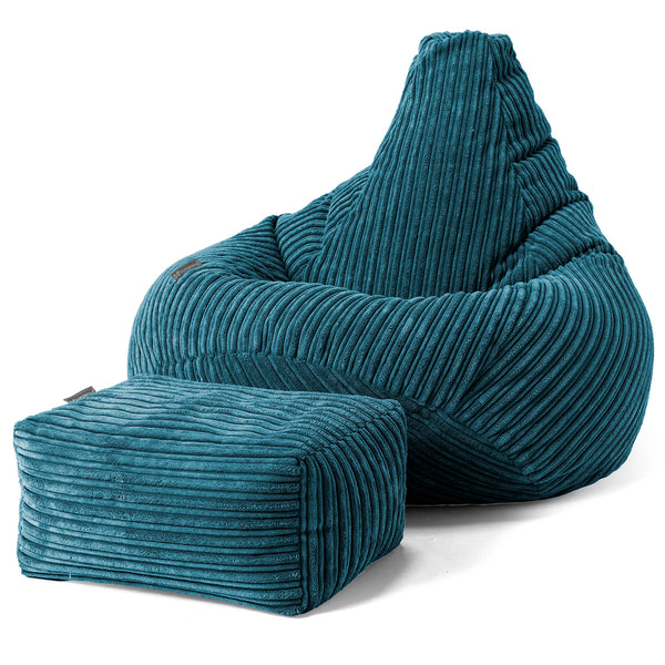 Puf Silla de Juego para Niños de 6 a 14 años - Pana Clásica Turquesa 01