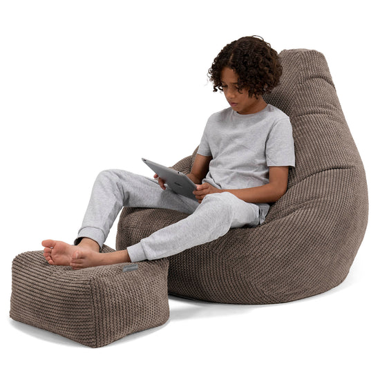 Puf Silla de Juego para Niños de 6 a 14 años - Pompón Chocolate 01