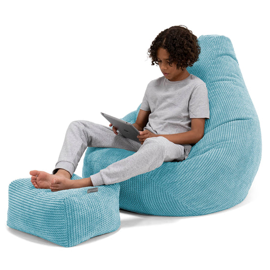 Puf Silla de Juego para Niños de 6 a 14 años - Pompón Egeo Azul 01
