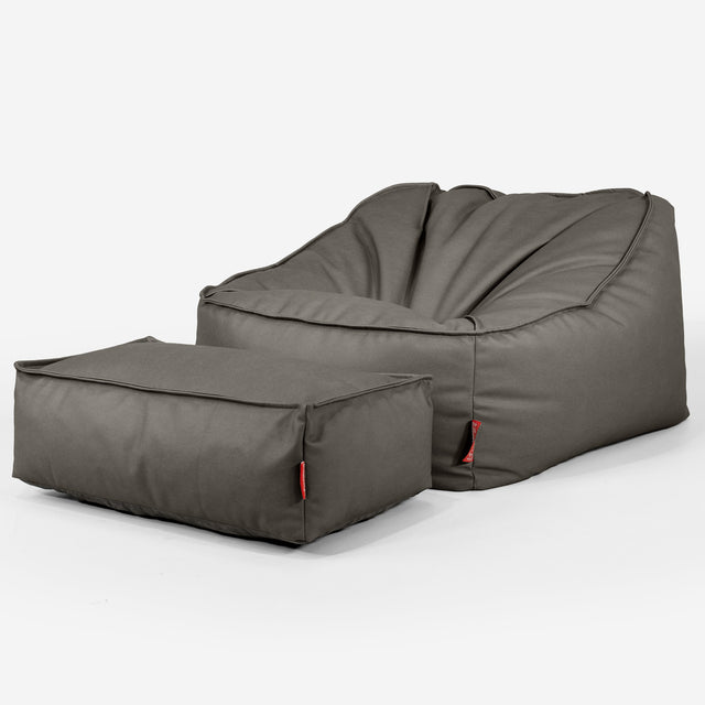Puf Silla Encorvada - Cuero Vegano Gris 02