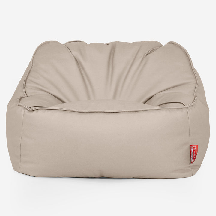 Puf Silla Encorvada - Cuero Vegano Marfil 01