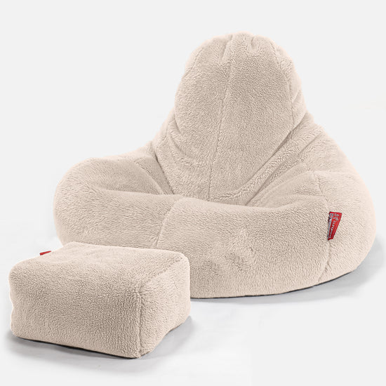 Puf Ultra Lux - Piel de Osito Sintética Crema 02