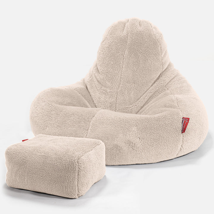 Puf Ultra Lux - Piel de Osito Sintética Crema 02
