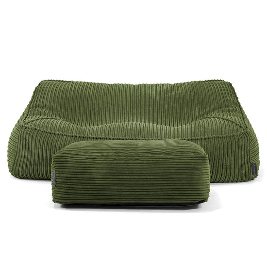 Puf Sillón Encorvado - Pana Clásica Bosque Verde 01