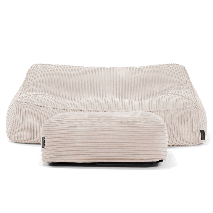 Puf Sillón Encorvado - Pana Clásica Marfil 01