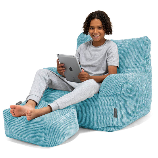 Sillón Puf Teens 6-14 años - Pompón Egeo Azul 01