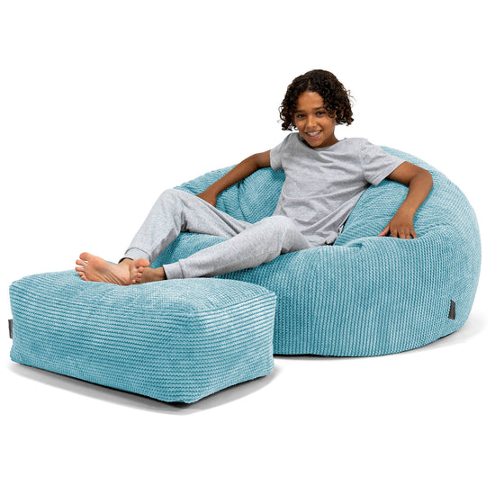 Puf Sofa para Niños de 6 a 14 años - Pompón Egeo Azul 01