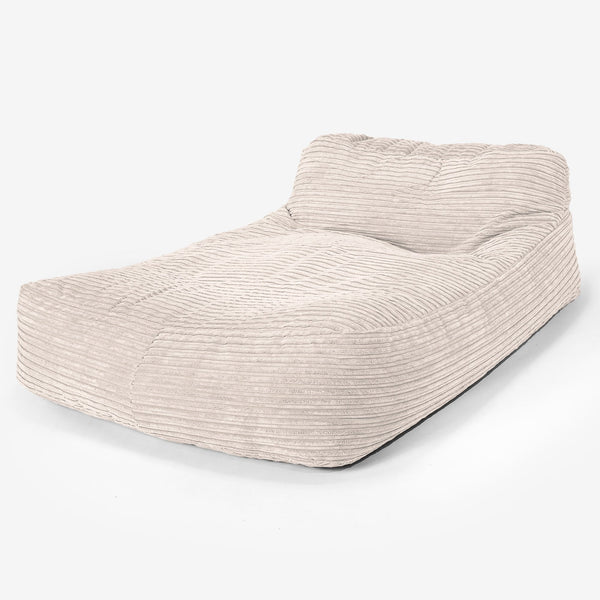 Puff Chaise-longue, Doble - Pana Clásica Marfil 01