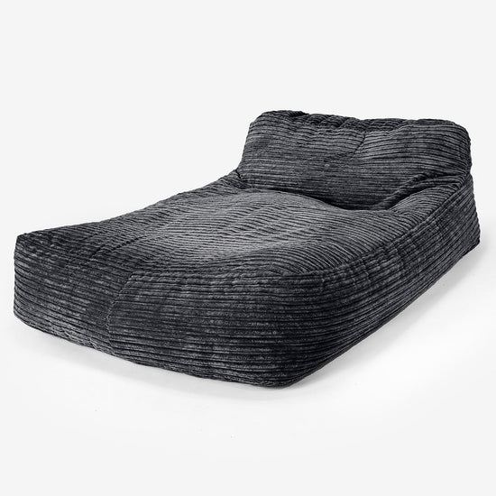 Puff Chaise-longue, Doble - Pana Clásica Negro 01
