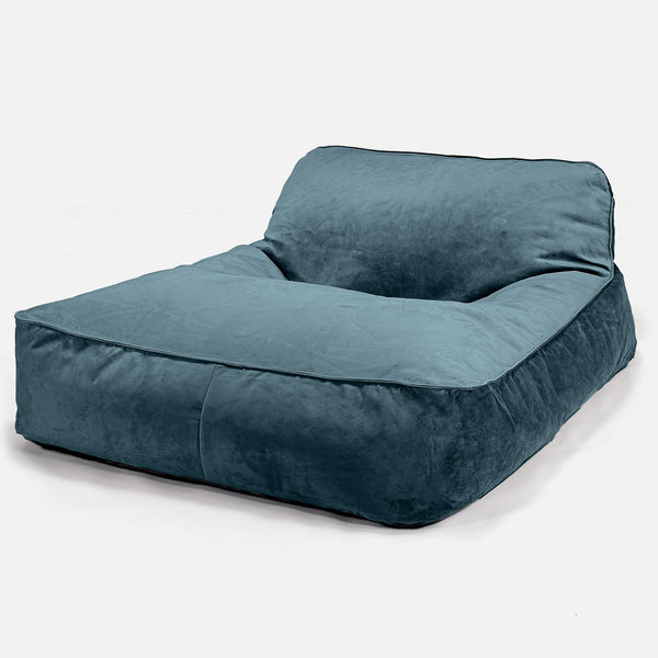 Puff Chaise-longue, Doble - Terciopelo Turquesa 01