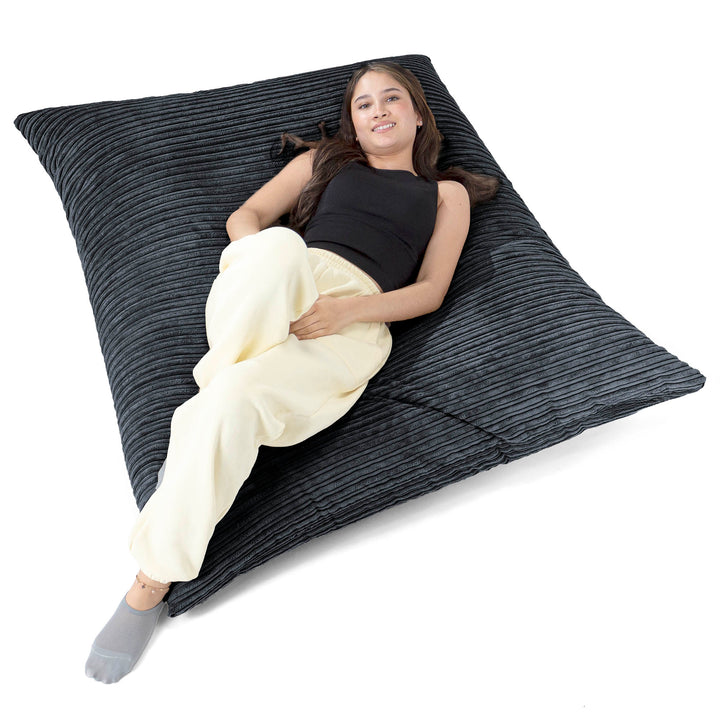 Puff Gigante Cama XL - Pana Clásica Negro 02