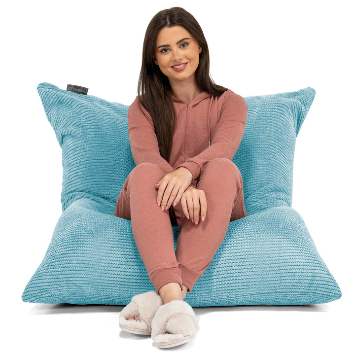 Puff Gigante Cama XL - Pompón Egeo Azul 02