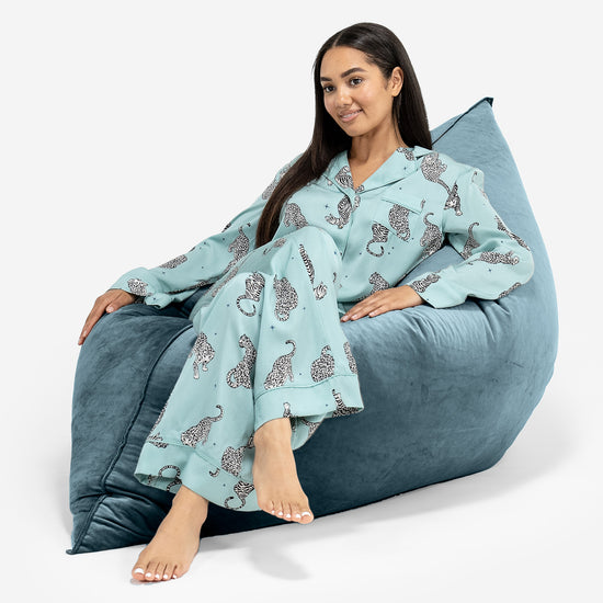 Puff Gigante Cama XL - Terciopelo Turquesa 04