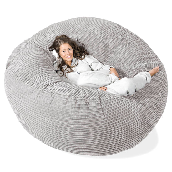 Puff Gigante 'Mega-Mamut' - Pana Clásica Aluminio Plata 01