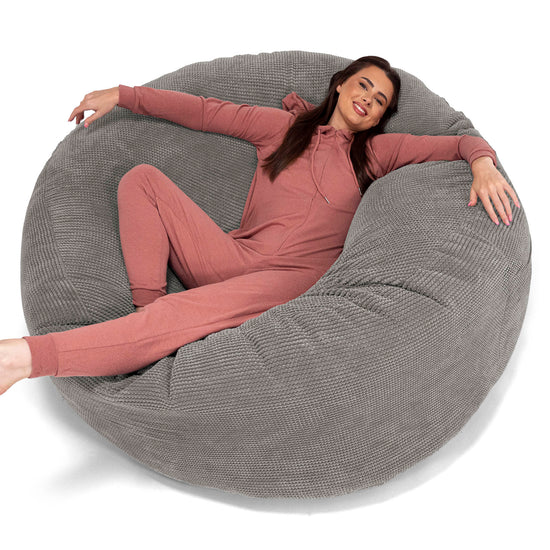 Puff Gigante 'Mega-Mamut' - Pompón Carbón Gris 01