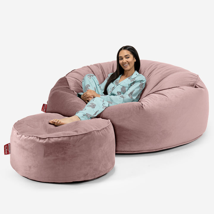 Puff Gigante 'Mega-Mamut' - Terciopelo Rosa 02