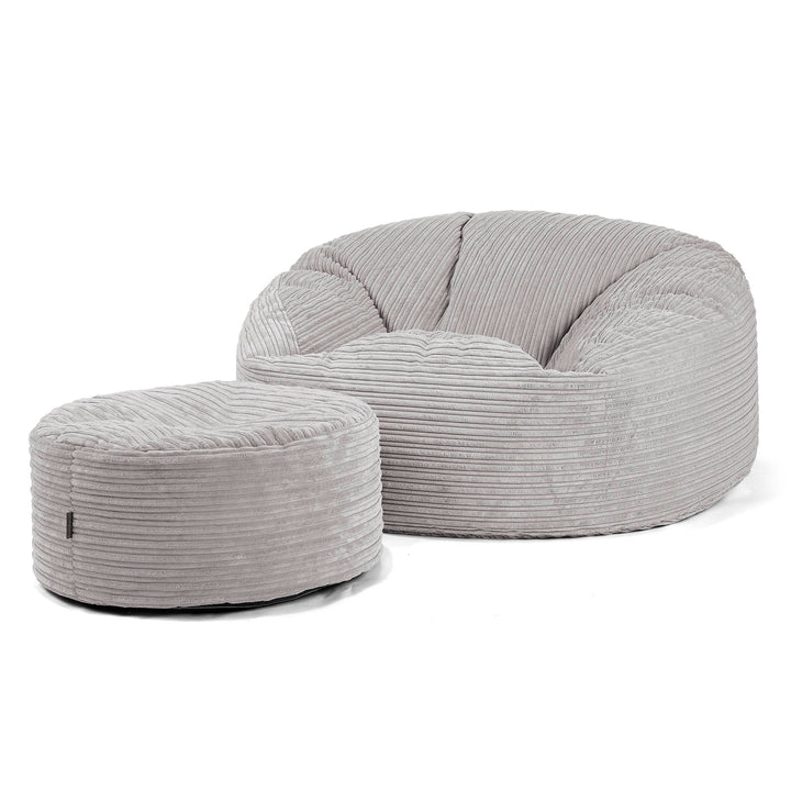 Puff Gigante Sofá 'Mamut' - Pana Clásica Aluminio Plata 04
