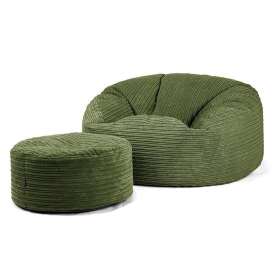 Puff Gigante Sofá 'Mamut' - Pana Clásica Bosque Verde 04
