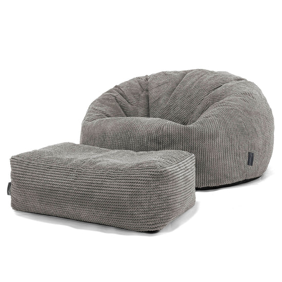 Puff Gigante Sofá Clásica - Pompón Carbón Gris 02