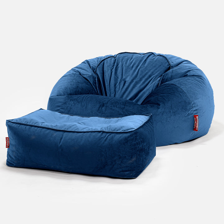 Puff Gigante Sofá Clásica - Terciopelo Azul Marino 02