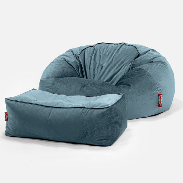 Puff Gigante Sofá Clásica - Terciopelo Turquesa 01