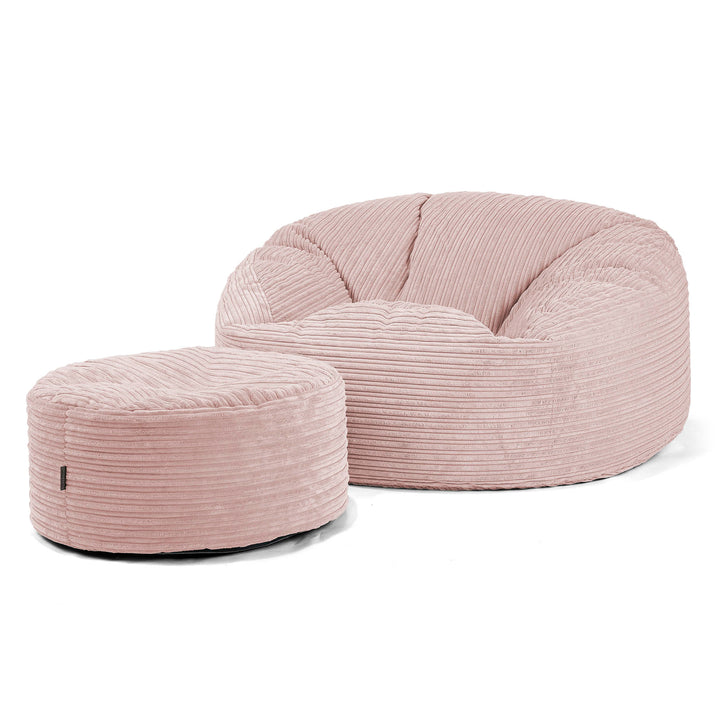 Puff Gigante Sofá 'Mamut' - Pana Clásica Rosa Claro 04