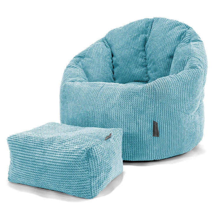Puff Silla 'Abrazo' - Pompón Egeo Azul 02