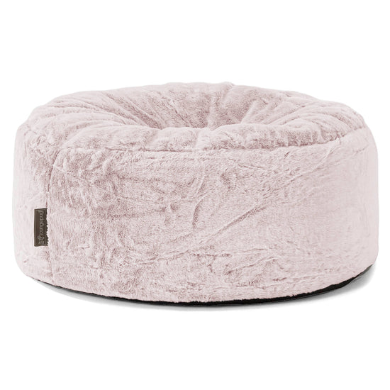 Puff Taburete - Piel de Conejo Sintética Rosa Empolvado 01