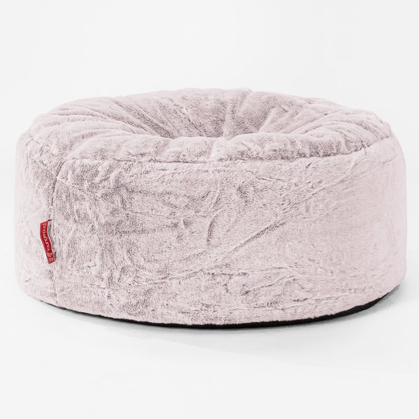 Puff Taburete - Piel de Conejo Sintética Rosa Empolvado 01