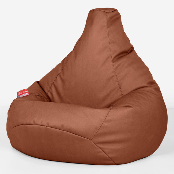 Silla De Juego Puf - Cuero Vegano Castaño 01