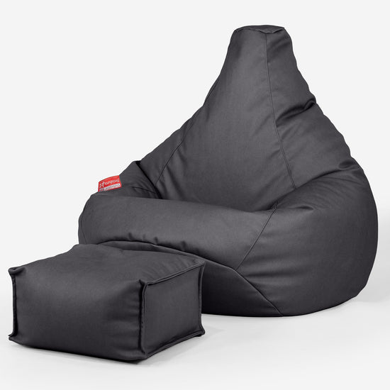 Silla De Juego Puf - Cuero Vegano Negro 01