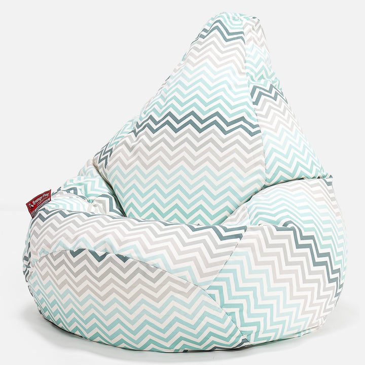 Silla De Juego Puf - Estampado Geométrico Chevron Turquesa 02