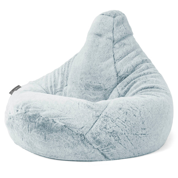 Silla De Juego Puf - Piel de Conejo Sintética Azul Empolvado 01