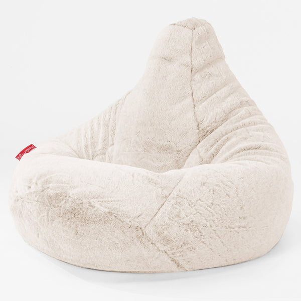 Silla De Juego Puf - Piel de Conejo Sintética Blanco 04