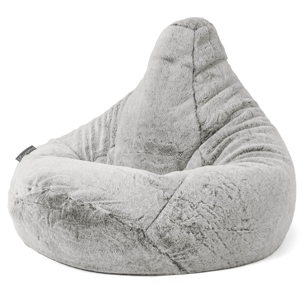 Silla De Juego Puf - Piel de Conejo Sintética Gris Claro 01