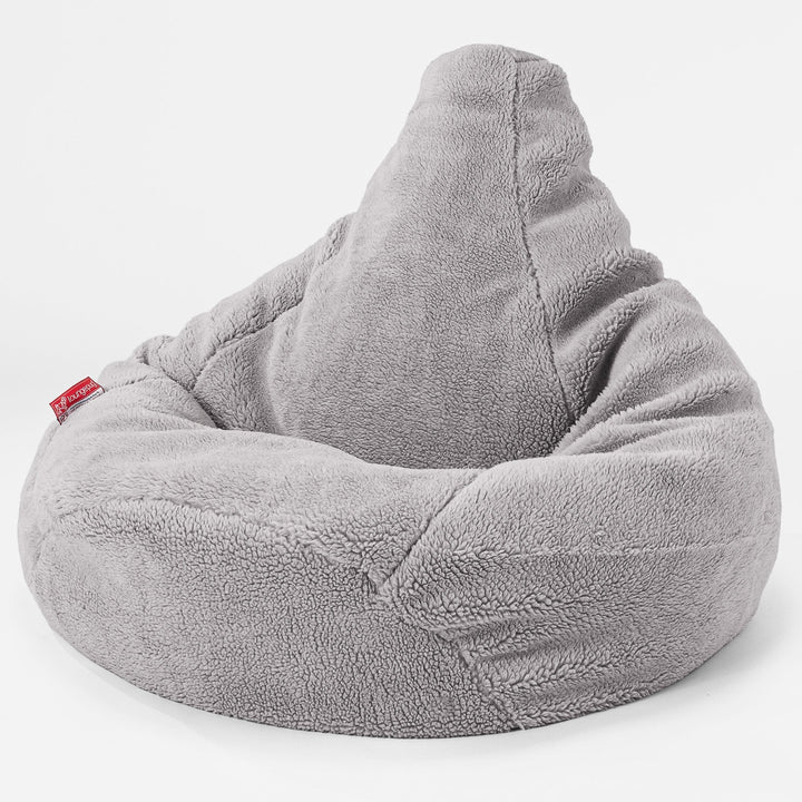 Silla De Juego Puf - Piel de Osito Sintética Gris Medio 01