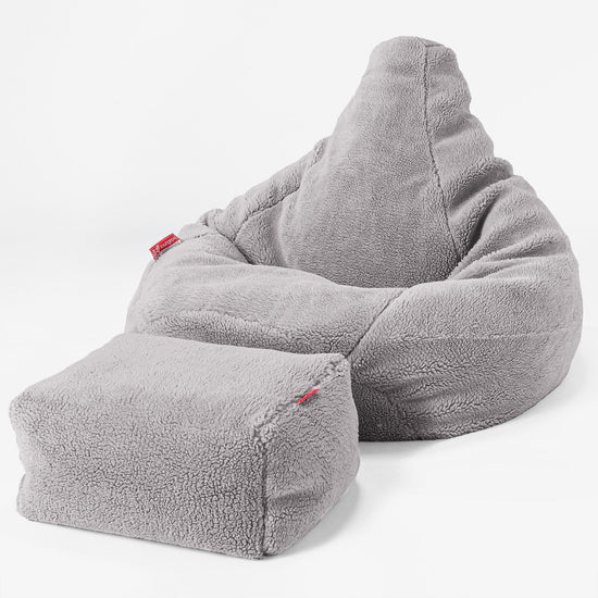Silla De Juego Puf - Piel de Osito Sintética Gris Medio 04