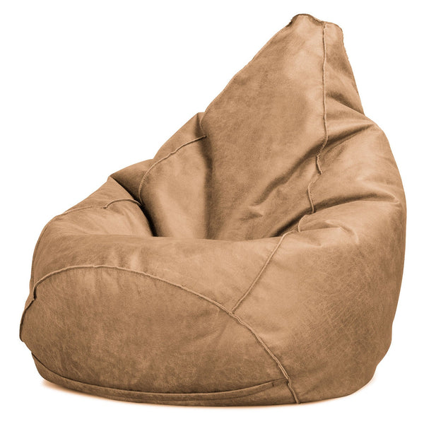 Silla De Juego Puf - Cuero Envejecido Miel 01