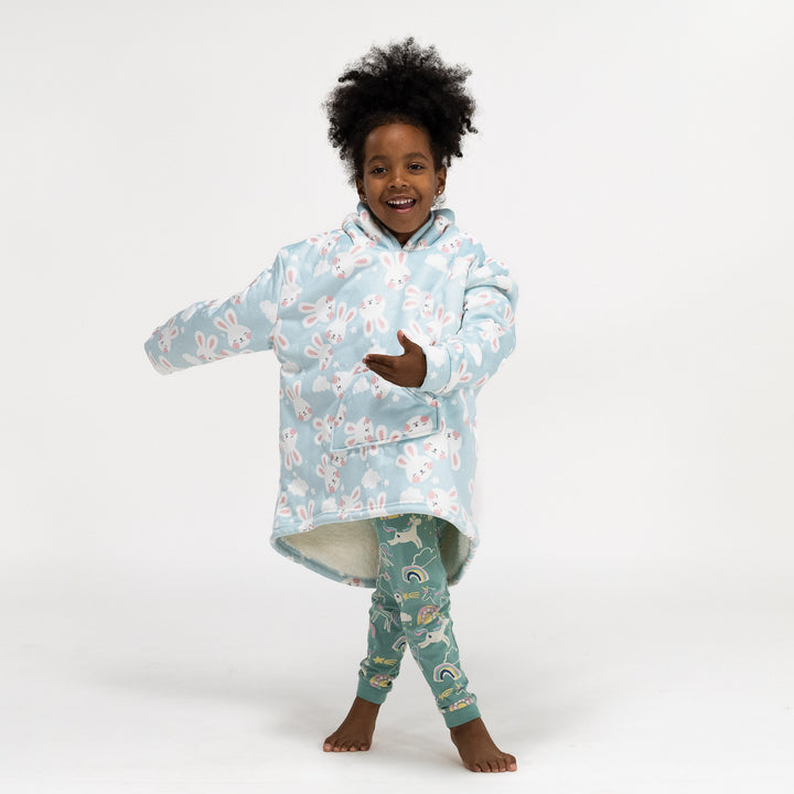 Sudadera Tipo Manta con Capucha Extragrande para Niños - Tela Minky Lisa Conejo 03