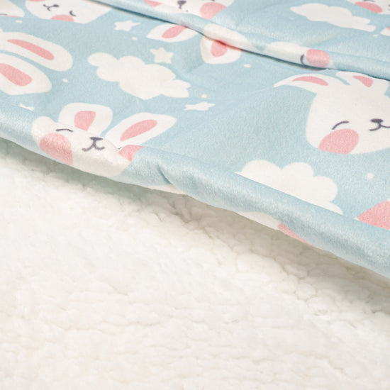 Sudadera Tipo Manta con Capucha Extragrande para Niños - Tela Minky Lisa Conejo 06