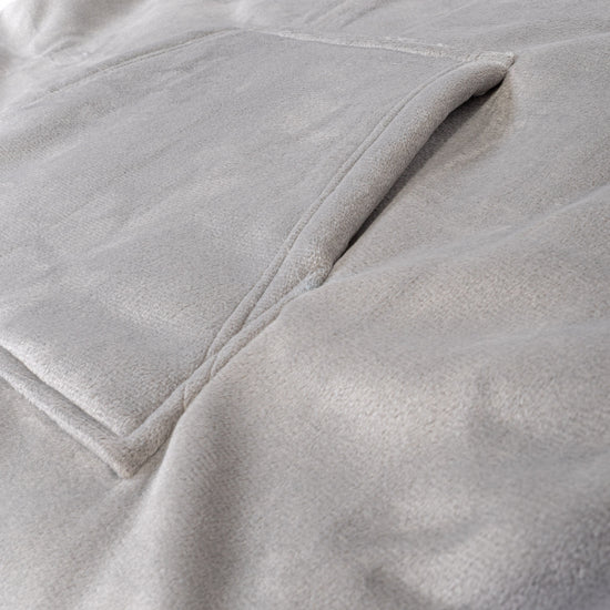Sudadera Tipo Manta con Capucha Extragrande para Niños - Tela Minky Lisa Gris 05