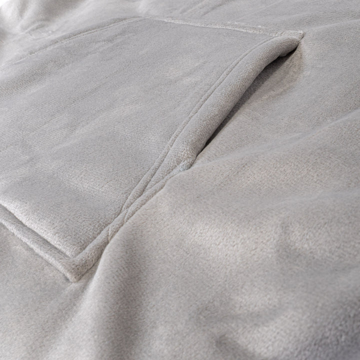 Sudadera Tipo Manta con Capucha Extragrande para Niños - Tela Minky Lisa Gris 05