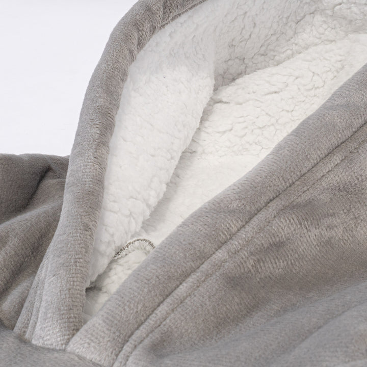 Sudadera Tipo Manta con Capucha Extragrande para Niños - Tela Minky Lisa Gris 06