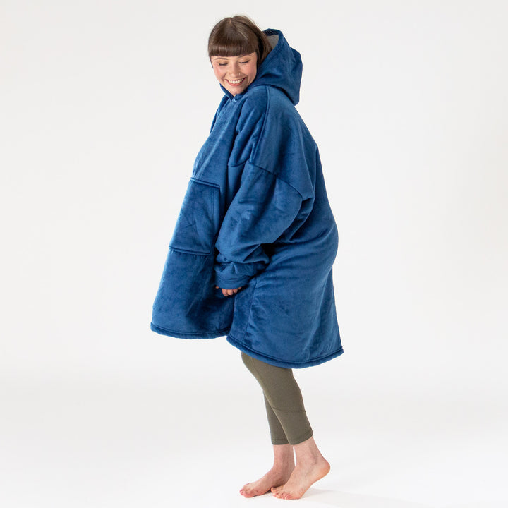 Sudadera Tipo Manta con Capucha Extragrande para Hombre o Mujer - Tela Minky Lisa Azul oscuro 04