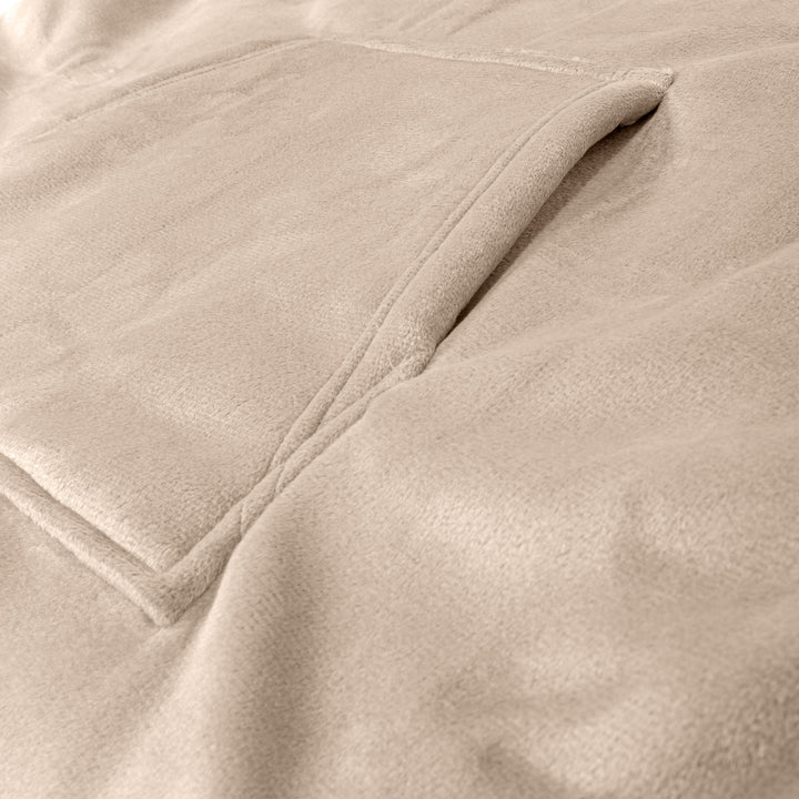 Sudadera Tipo Manta con Capucha Extragrande para Hombre o Mujer - Tela Minky Lisa Crema / Visón 05